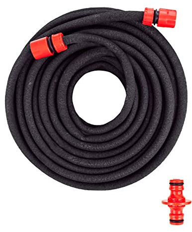 Grafner Perlschlauch Set 1/2 mit kompletter Anschlussgarnitur, Länge 15, ober- und unterirdisch, Bewässerungsschlauch Tropfschlauch