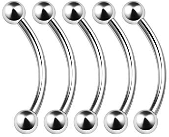 KJM FASHION 5 Stk Metall Curved Barbell 1,2 mm 16 g 12mm 1/2 Stahl Kugel Helix Eyebrow Daith Cartilage Ohrringe Tragus Piercing Schmuck 4887