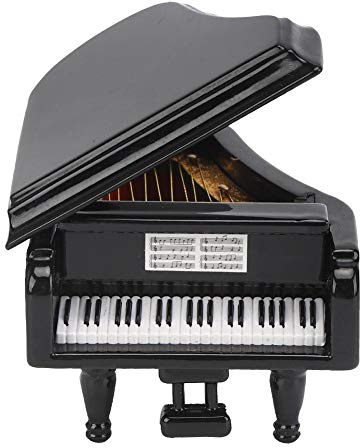 Linde Miniatur Klavier, Kleines Musikinstrument aus Holz für Schreibtisch und Puppenhaus Dekoration