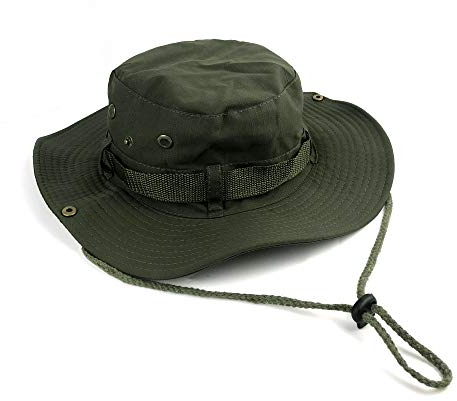 BEISIJIA Fischerhut mit breiter Krempe, Sonnenhut, UV-Schutz, Outdoor, Winddicht, Boonie Hut, Sonnenhut für Männer und Frauen, Armee-grün, One Size