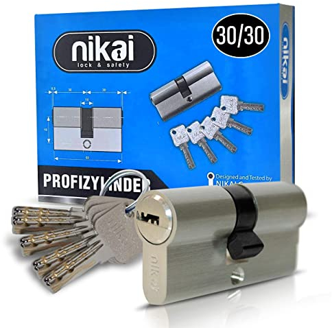 Oramics Doppelzylinder Profilzylinder 30/30 - Schließzylinder 60 mm inkl. 5 Schlüssel und 2 Befestigungsschrauben - Hochwertiger Zylinder mit 2x 6 Sperrstiften - Silber