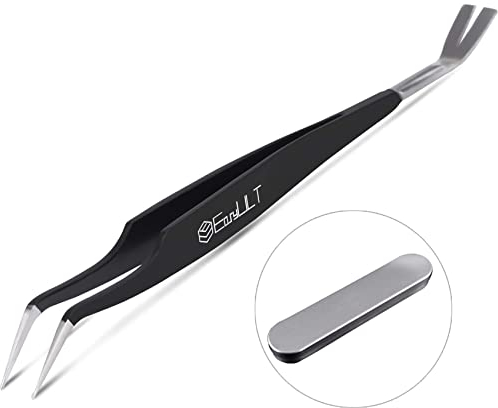 EasyULT Pince à tiques, Pince à tiques en Acier INOX avec Pointe incurvée, 2 en 1 Pince à Tiques pour Chien et Chat,100% Rapide et sûr de Retirer Les tiques de Toutes Tailles pour Homme, Chien (Noir)