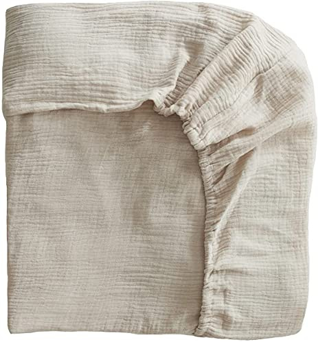 Mushie Musselin Spannbettlaken | Baby & Kinder Spannbetuch 60x20x120 cm | Atmungsaktive 100% Baumwolle | Sichere & Hochwertige für Kleinkinder Kinder Jungs & Mädchen (Fog-Medium)