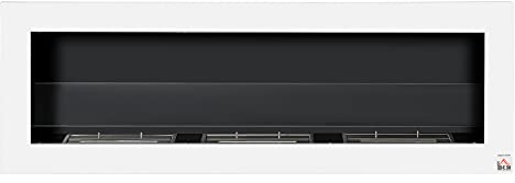 HOMCOM Ethanol-Kamin Bio-Ethanol-Brenner 3 Brennboxen 1L 3 Std. Brenndauer 2000W kein Rauch wandmontiert Stahl gehärtetes Glas Weiß 120 x 15 x 40 cm