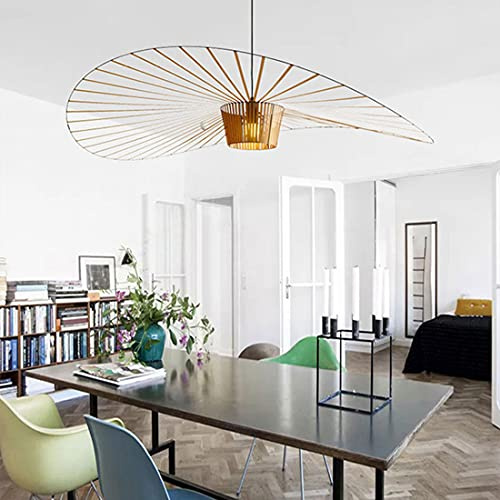 GLZXMQBP Suspension Rétro Vertigo Salon Lustre, Lampe Suspension Rétro Vertigo Lustre Fibre De Verre + Polyuréthane De Chapeau Design, Hauteur De La Lumière Réglable E27,Marron,100CM