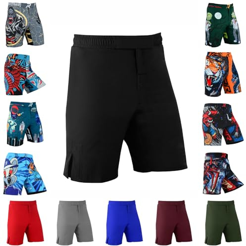 Roar Kids Mixed Martial Arts MMA Shorts BJJ Cross Training Gym Boxing Grappling Kickboxing Muay Thai Workout Shorts (Y-Medium, Black)