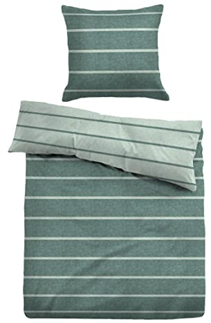 TOM TAILOR 0847210 Bettwäsche Garnitur mit Kopfkissenbezug Melange-Flanell - Shade 1x 155x220 cm + 1x 80x80 cm, Mint