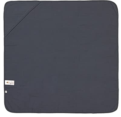my-mosaik Lässig Musselin Kapuzenbadetuch aus 100% Baumwolle personalisiert mit Namen/inklusive Bestickung (Navy)