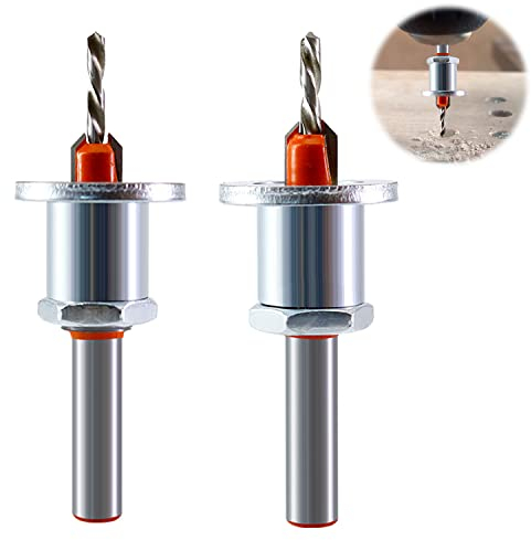 2 pezzi Set Punte da Trapano per Legno, 8mm Smusso HSS Svasatore Punta da Trapano , Punta con Svasatore Limitatori per Falegnameria, Legno, Plastica, Metallo Morbido (Misurare)
