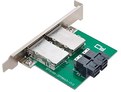 CY Mini SAS SFF-8088 To Internal SAS HD SFF-8643 PCBA Female Adapter Dual Ports With Low Profile Bracket