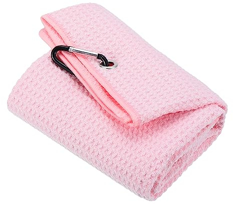 PATIKIL Golf Serviettes, Tri- Plier Grille Texture Serviettes Doux Fibre Forte Eau Absorption avec D Agraffe pour Golf Amoureux