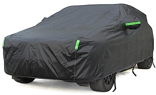 BEXITA Auto Abdeckplane wasserdichte Autoabdeckung mit Baumwollfutter Autoplane für Regen Sonne Staub Schutz Autoabdeckung Schwarz Vollgarage SUV; Größe M: Max465cm