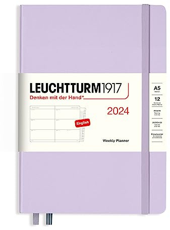 LEUCHTTURM1917 367610 Wochenkalender Medium (A5) 2024, 12 Monate, Lilac, Englisch