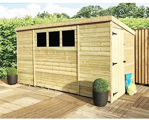 9 x 7 Garden Shed Pressure Treated T&G PENT Wooden Garden Shed - 3 Windows + Side Door (9' x 7' / 9ft x 7ft) (9x7)
