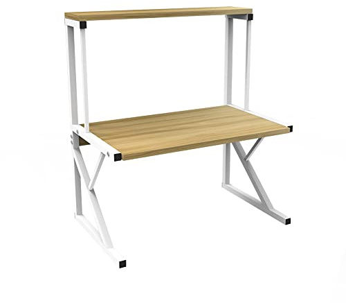 RELOVE Étagère de Cuisine sur Pieds pour Micro-Ondes Étagère métallique en Bois et Acier, avec 3 tablettes-65 * 54 * 30cm-Jaune Noyer
