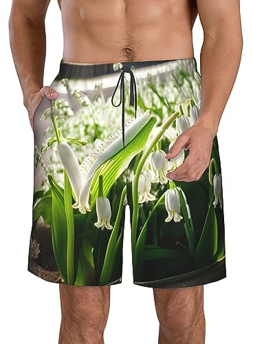 ZISHAK Cookies Food Chip Biscuits Herren-Strand-Shorts, schnell trocknend, Badeanzug, Urlaub, Shorts, für Strand, Pool-Partys, Glocken-Orchideen-Druck, Large