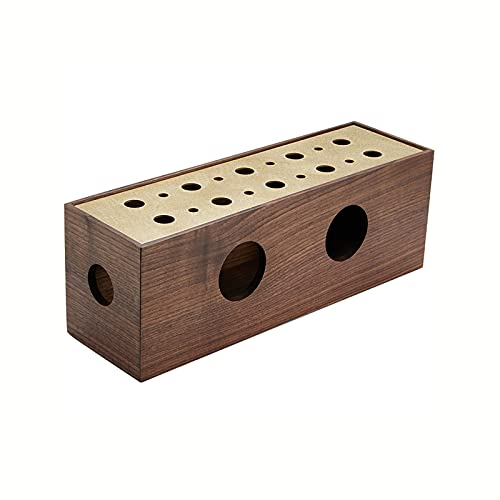 BinOxy Kabelboxen Home Wire Management Aufbewahrungsbox Cord Organizer Power Strips oder Surge Protectors Desktop Holzkabelmanagementkasten mit Messingdeckel Steckdosenbox (Size : L)