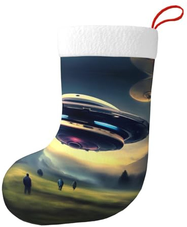 BROLEO UFO Landung Prints Weihnachtsstrümpfe - weich, leicht geeignet für Christbaumschmuck