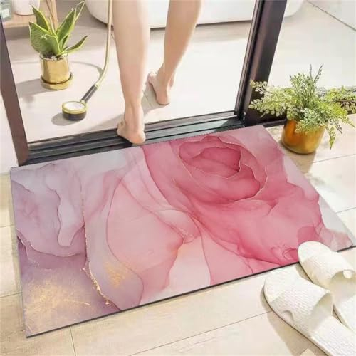 Badezimmerteppich, Badematte, Badematte Stein, Teppich Läufer, Stone Bath Mat, Badteppich Rutschfest Waschbar, Absorbierende Badematte, Duschmatte, Badvorleger, Duschvorleger, Carpet Textur-120x180cm