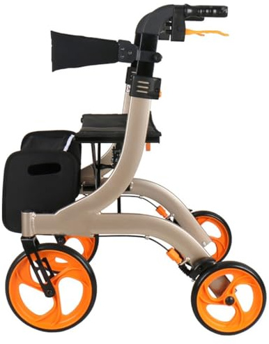 Rollator pliable en aluminium,Déambulateur 4 roues,Déambulateur d'extérieur,Déambulateur réglable en hauteur,Pour le coffre de la voiture lors des voyages A