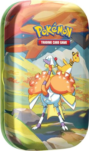 Pokémon TCG: Vibrant Paldea Mini Tin - Espathra & Ampharos (2 Booster Packs, 1 Stickerbogen)