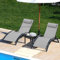 LIFERUN Set 2 Lettino da Giardino Alluminio, Lettino Prendisole, con Tavolo e Cuscino Poggiatesta, Resistente alle Intemperie, Regolabile Sdraio da Giardino, Spiaggia, Piscine, balcone, Grigio, 2 PCS