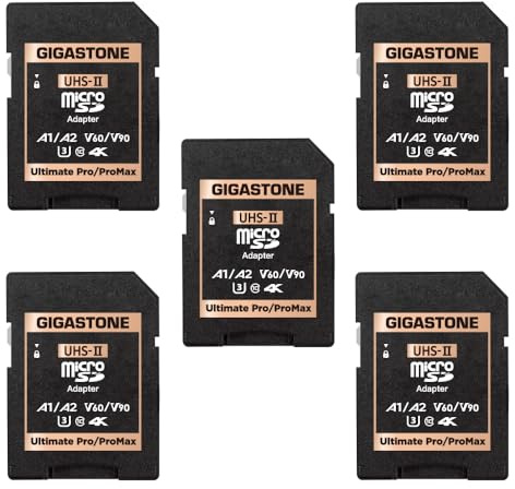 Gigastone Adaptador de Tarjeta de Memoria UHS-II MicroSD a UHS-II SD, Adaptador UHS-II Ultimate para cámara, Paquete de 5