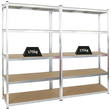 PROREGAL Mega Deal 2X Kellerregal Gorilla | HxBxT 200x120x50cm | Fachlast 175kg | Verzinkt | Garagenregal Schwerlastregal Werkstattregal Lagerregal Steckregal