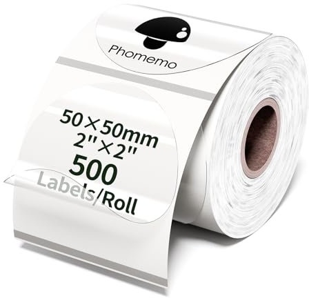 Phomemo Transparentes Thermo-Etikett 50x50mm,Runde Durchsichtige Etiketten Für D520BT/246BT Thermodrucker,Kompatibel mit Etikettendrucker mit Papierbehälter,Von Logo,Datums,Preis,etc(500Etiketten)