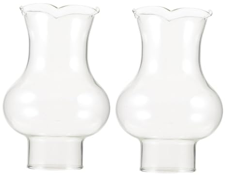 Glaslampenschirm für Öllampen 2 Stück, Klassischer Ersatz | Glas, für Petroleumlampe und Öllampe, Ø 3cm, Transparent, Dekorativ für Wohnraum