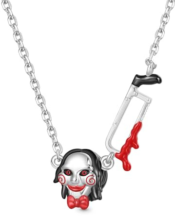 GNOCE Halskette Perlen Horror Saw Billy die Marionette Halskette 925 Sterling Silber Barockperle Anhänger Halskette für Teenager Mädchen Braut Frauen Schmuck Valentinstag Muttertag Geschenk