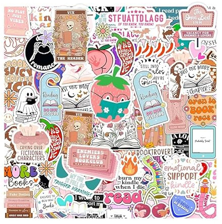 Mrltau 120 Stück Bookish Sticker Set - Kindle Hülle, Book Merch, Kawaii, Laptop, Bücher - Buchliebhaber Aufkleber