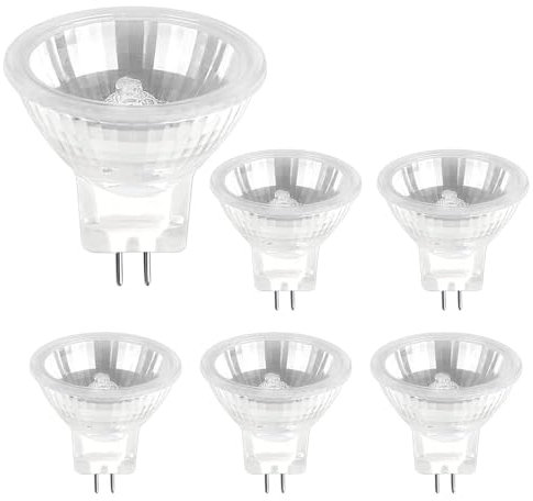Blakapoo 6 Stück MR11 GU4 Reflektor Leuchtmittel 10W 12V, GU4 Leuchtmittel Dimmbar, Warmweiß 2700K, mit Glasabdeckung 35mm Durchmesser, Halogen Spot 2 Pin für Schrankleuchten, Einbauleuchten