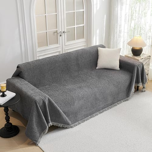 MYSKY HOME Kratzschutz für Sofa, Sofabezug 2/3/4 Sitzer Dunkelgrau | Sofa Couch überzug Sofaschutz Katze, Sofaüberwurf Couchschutz für Haustiere Kinder Hund Katze Kratzer, 230x300cm
