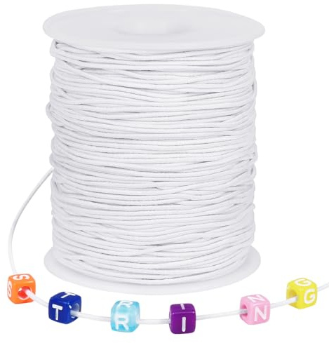 1 mm Elastisches Faden, Weiß 100m Elastische Schnur Gummiband | für Armbänder, Halsketten, Schmuckherstellung, Perlen, Knoten, Binden, Verpacken und Basteln