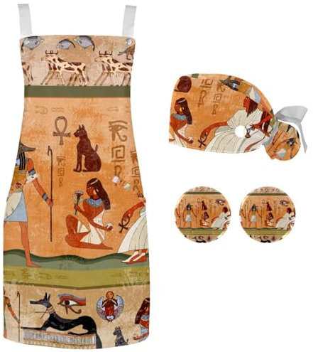 lcndlsoe BANG! - Set grembiule da cuoco con cappello e grembiule da cucina per adulti, regolabile, con 2 bottoni per cucinare, Multicolore 4., 26.2x26.6in/66.5x67.5cm