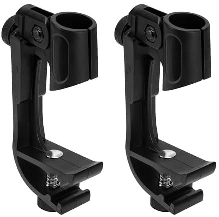 Geekria Pince de microphone for Creators pour cerclage de batterie, pince de microphone universelle compatible avec SM58 (SHURE), pince de micro de batterie réglable (noir, lot de 2)
