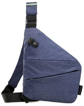 Stöldskydd crossbody väska unisex vattentät stöldskyddsväska, avslappnad crossbody-väska för män och kvinnor, personlig flexväska för resor, säker stöldsäker axelväska, Blå*vänster, 23*32*2cm