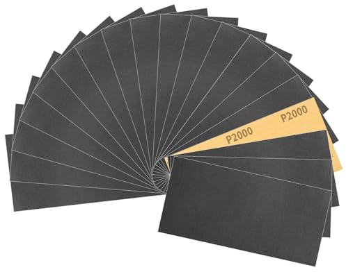 Sruhrak Schleifpapier Set 23 x 9 cm Sandpapier 2000 Körnung Schleifpapie | 30 Stück Nass und Trocken Fein schmirgelpapier für Holz, Metall, Auto, Lack, Stein, Glas und Möbel