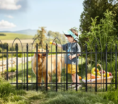 Thealyn Recinzione decorativa da giardino in metallo, 4 pannelli + 1 cancello, lunghezza totale 3,05 m, bordo in metallo pieghevole, recinzione paesaggistica per cani e animali domestici per aiuole