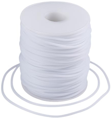 HOBBIESAY Cordones de manguera de goma de tubo hueco, 2 mm, color blanco, redondo, cordón elástico con agujero de 1 mm, cordón suave para joyas para collares hechos en casa, brazaletes, soporte de