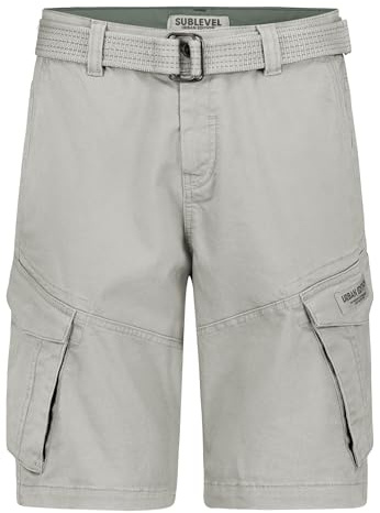 Sublevel Pantaloni corti da uomo, in denim, da jogging, stile vintage, W29 – W42, Cargo Nick Moon Grey, 34W