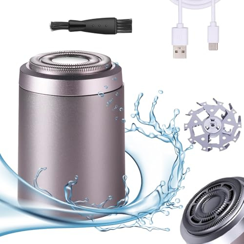 Rasierer Herren Elektrisch, Mini Elektrischer Rasierer Herren, Wasserdichter Elektrorasierer Herren 2 in 1 Wasserdicht Kabellos Rotationsrasierer für Gesicht Nass und Trockenrasierer (2# Violett)
