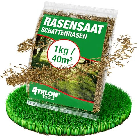 ATHLON TOOLS Schattenrasen-Samen 1kg / 40m² Frühjahr/Sommer - Rasensamen schnellkeimend für Schatten - Rasensaat Rasen-Nachsaat