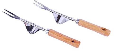 Toyvian Desbrozadora Manual Tenedor De Madera y Mango Extraíble Herramienta De Corte Para Arrancar Malas Hierbas El Jardín De Acero Inoxidable Plateada