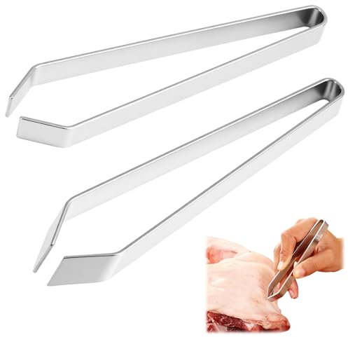 2 Pezzi Pinza Leva lische, Pinzette per Lische di Pesce Pinzetta per Pesci in Acciaio Inossidabile Professionale Piatte e Oblique per Rimozione di Ossa Pesce Estrazione Piume Pollo