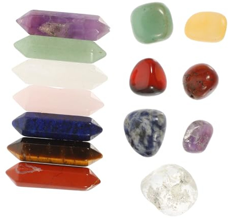 DEARMAMY 14piezas Piedra de Yoga de Cristal Natural para Meditación Delicada y Decorativa para Mesa como Obsequio de Piedra de Cristal