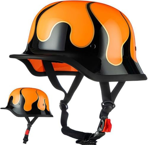 Jethelm Retro, Motorradhelm Jethelm Roller-Helm, Deutscher Stil Halbschale Helm, Herren Und Damen Vintage Halbgesicht Chopper Helm, Scooter-Helm, DOT/ECE-Zugelassen 2,M