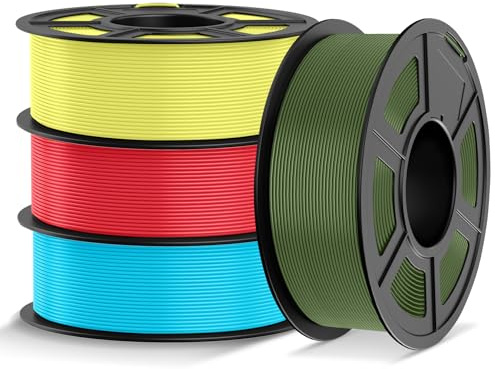 TECBEARS PLA+ Filament 1,75 mm Bundle 4KG, Erhöhte Zähigkeit PLA Plus 3D Drucker Filament, Vakuumverpackung, Maßgenauigkeit +/- 0,02 mm, Farbe: Zitronengelb, Kirschrot, Olivgrün, Himmelblau