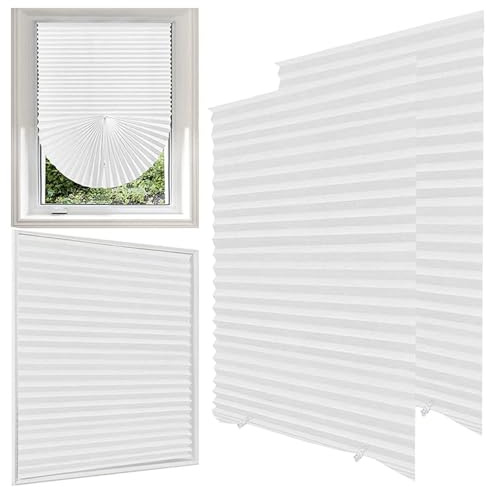 Jonuin 2 Pack Temporary Blinds, 60x150CM No Drill Stick on Blinds, Easy to Cut and Fit Self Adhesive Blind for Windows, Doors, Kitchen, Bathroom, Bedroom Blackout Thermal Privacy Protection (White)